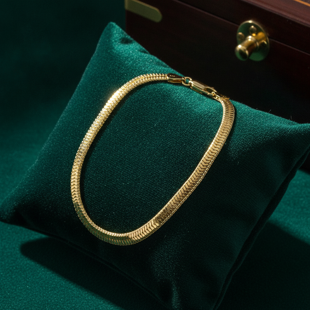 390J02RUMBABR. 14K Solid Gold Flat Snake Bracelet
