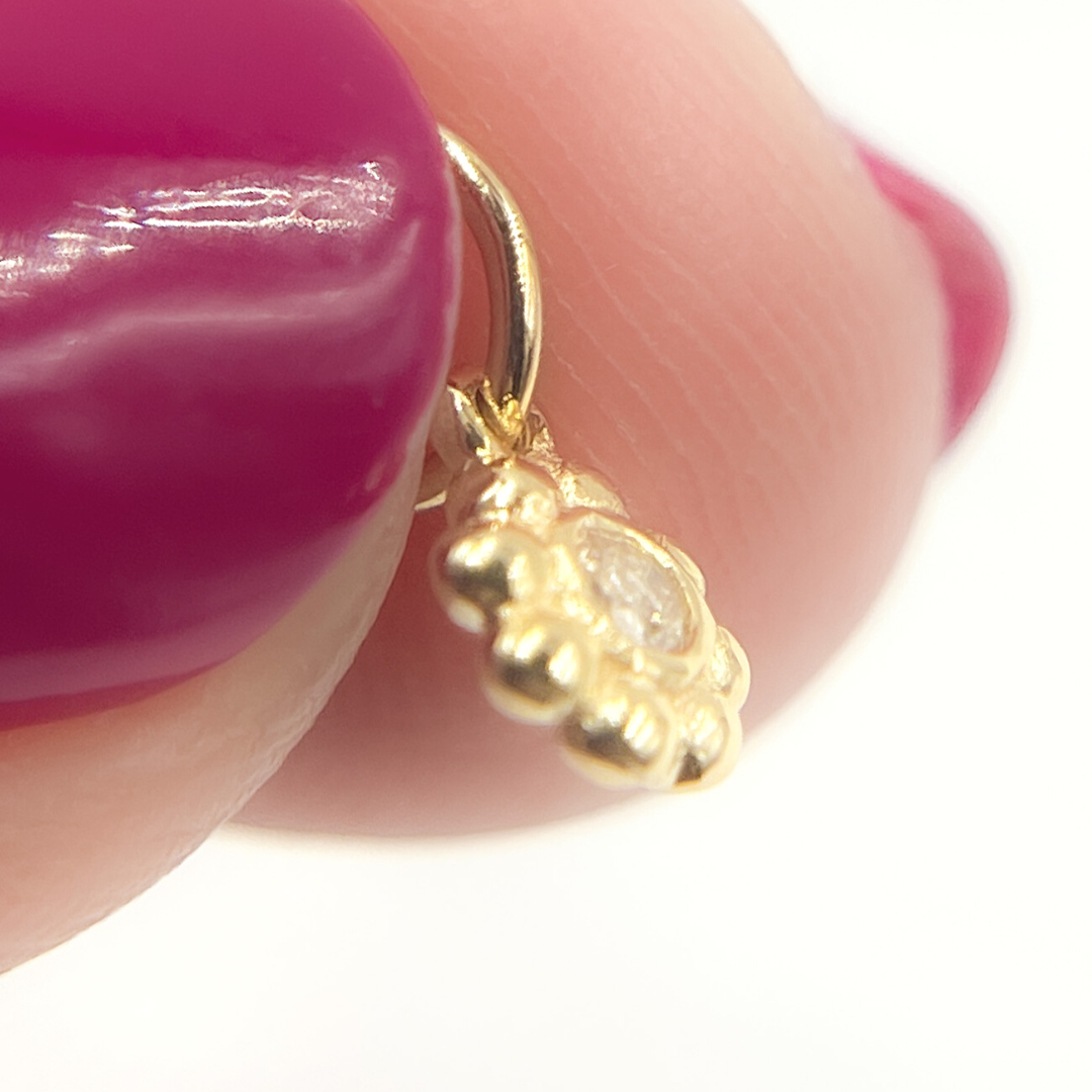14K Solid Gold Diamond Flower Charm