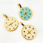 Diamond Sterling Silver Round Star Enamel Pendant