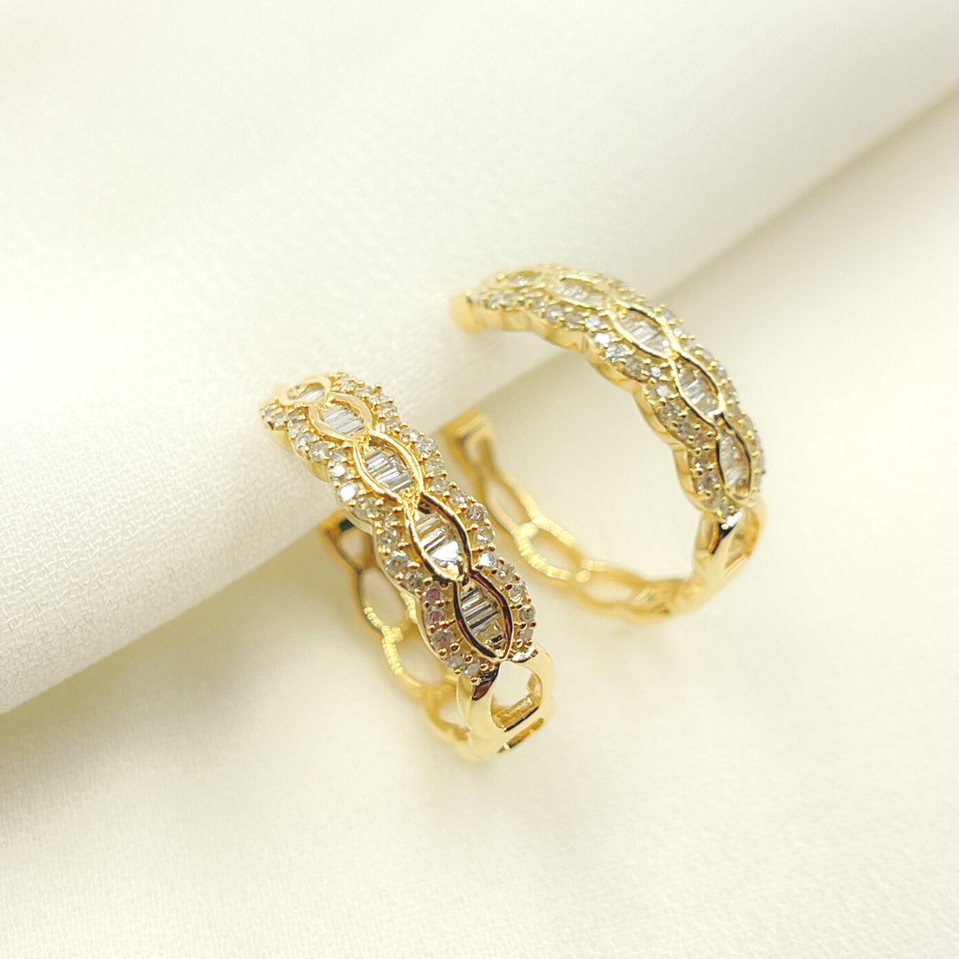 14k Solid Gold & Diamonds Hoops Earrings. EHH56761