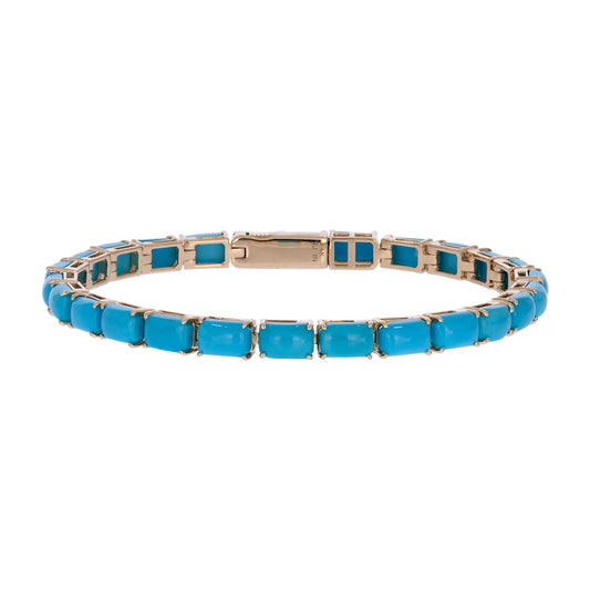CB97381TQ6X4. 14K Solid Gold Turquoise Bracelet