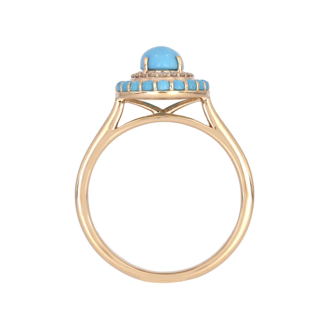 CR96844TQ7X518K. 18K Solid Gold Diamond and Turquoise Ring