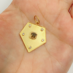 Load image into Gallery viewer, 14K Solid Gold Shield Charm with Diamonds. CGDP40
