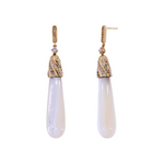 Load image into Gallery viewer, EFH53072PL. 14K Solid Gold Diamond and Pearl Dangle Drop Earrings
