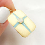 Load image into Gallery viewer, DSP076A. Sterling Silver Rectangle Enamel Pendant with Gemstone
