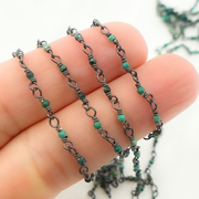 Chrysocolla Black Rhodium 925 Sterling Silver Wire Chain.