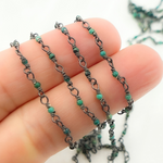 Load image into Gallery viewer, CSO6. Chrysocolla Black Rhodium Sterling Silver Wire Chain