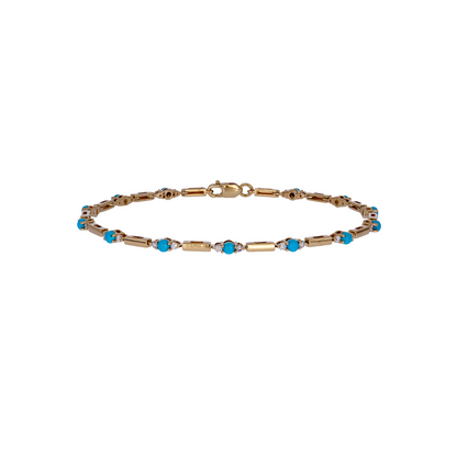 BFG61255. 14K Solid Gold Diamond  and Gemstone Fancy Bracelet
