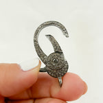 Load image into Gallery viewer, DC613. Pave Diamond &amp; 925 Sterling Silver Black Rhodium Pear Shape Trigger Clasp.
