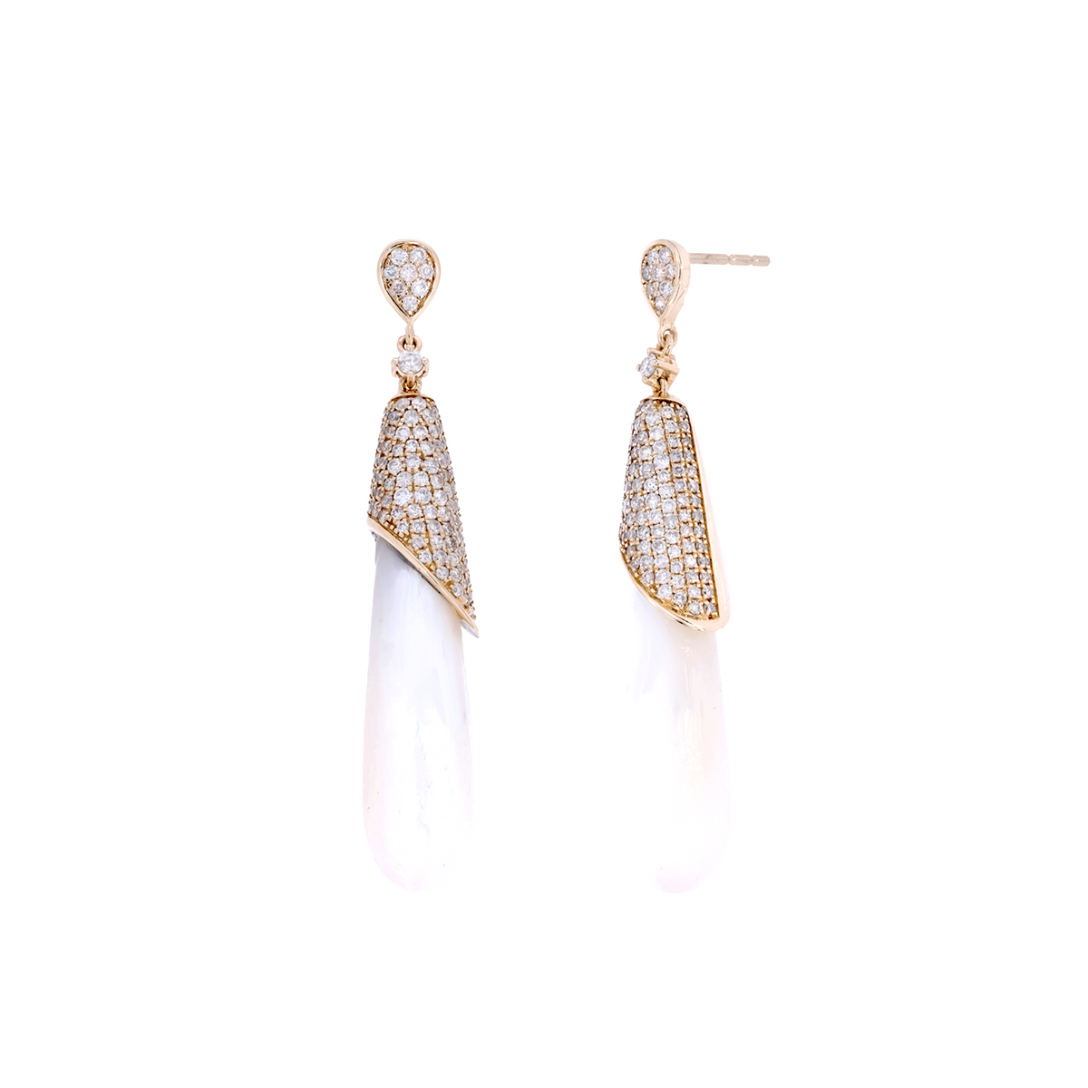 Buy 14K Solid Gold Diamond and Pearl Dangle Drop Earrings