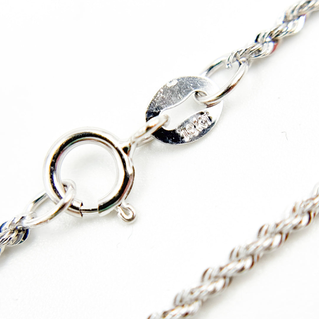 025CRDLGWG18K. 18K Solid White Gold Rope Chain