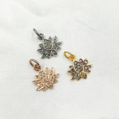 DC443. Diamond Sterling Silver Lotus Charm
