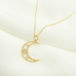 Load image into Gallery viewer, 14K Solid Gold with Diamonds Moon Shape Charm. GDP322
