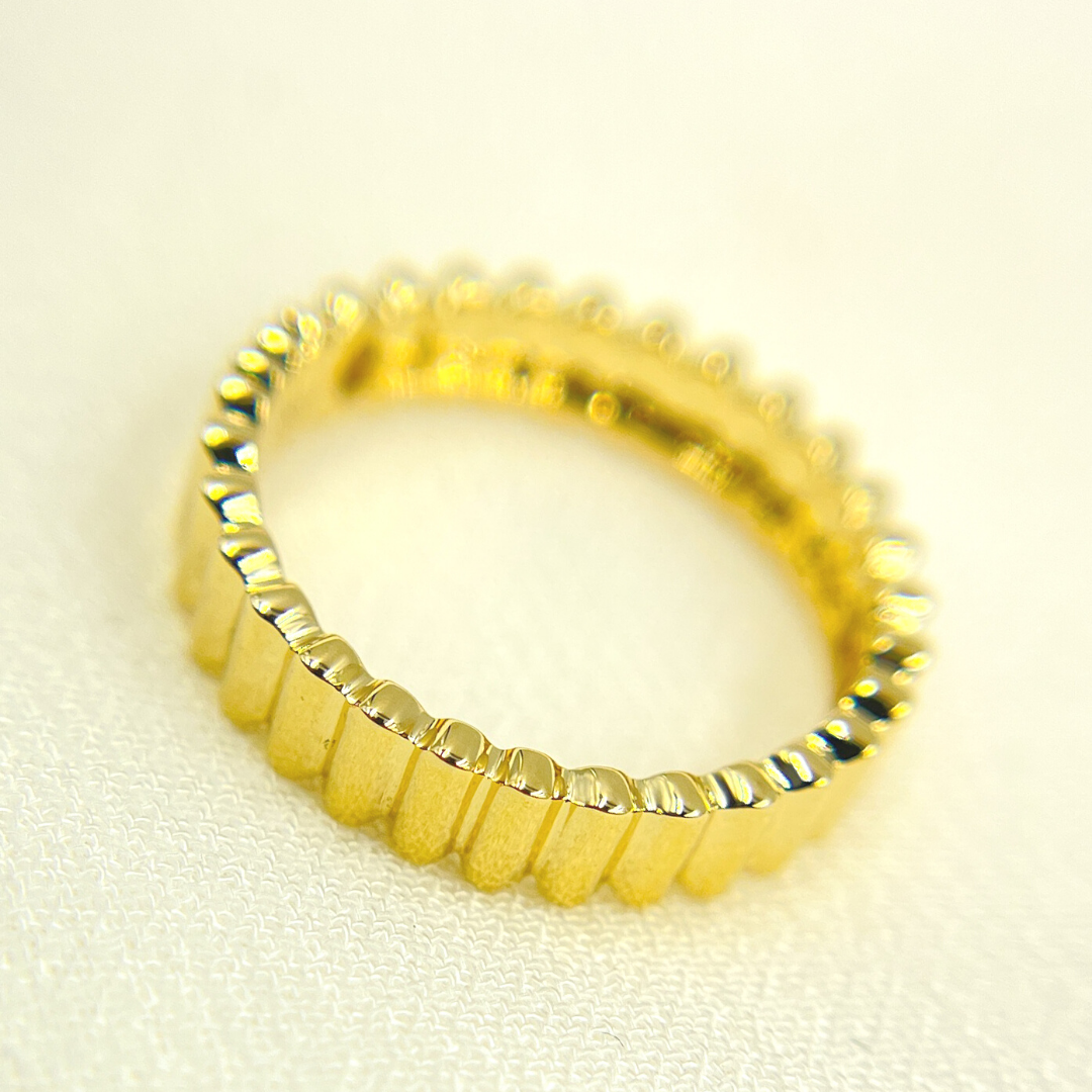 14K Solid Yellow Gold Bars Ring.
