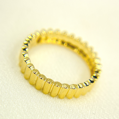 14K Solid Yellow Gold Bars Ring.