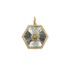 Load image into Gallery viewer, 14k Solid Gold Diamond and Sterling Silver Black Rhodium Hexagonal Charm. KSG32
