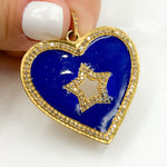 Load image into Gallery viewer, DP504A. Diamond Sterling Silver Heart and Star Enamel Pendant
