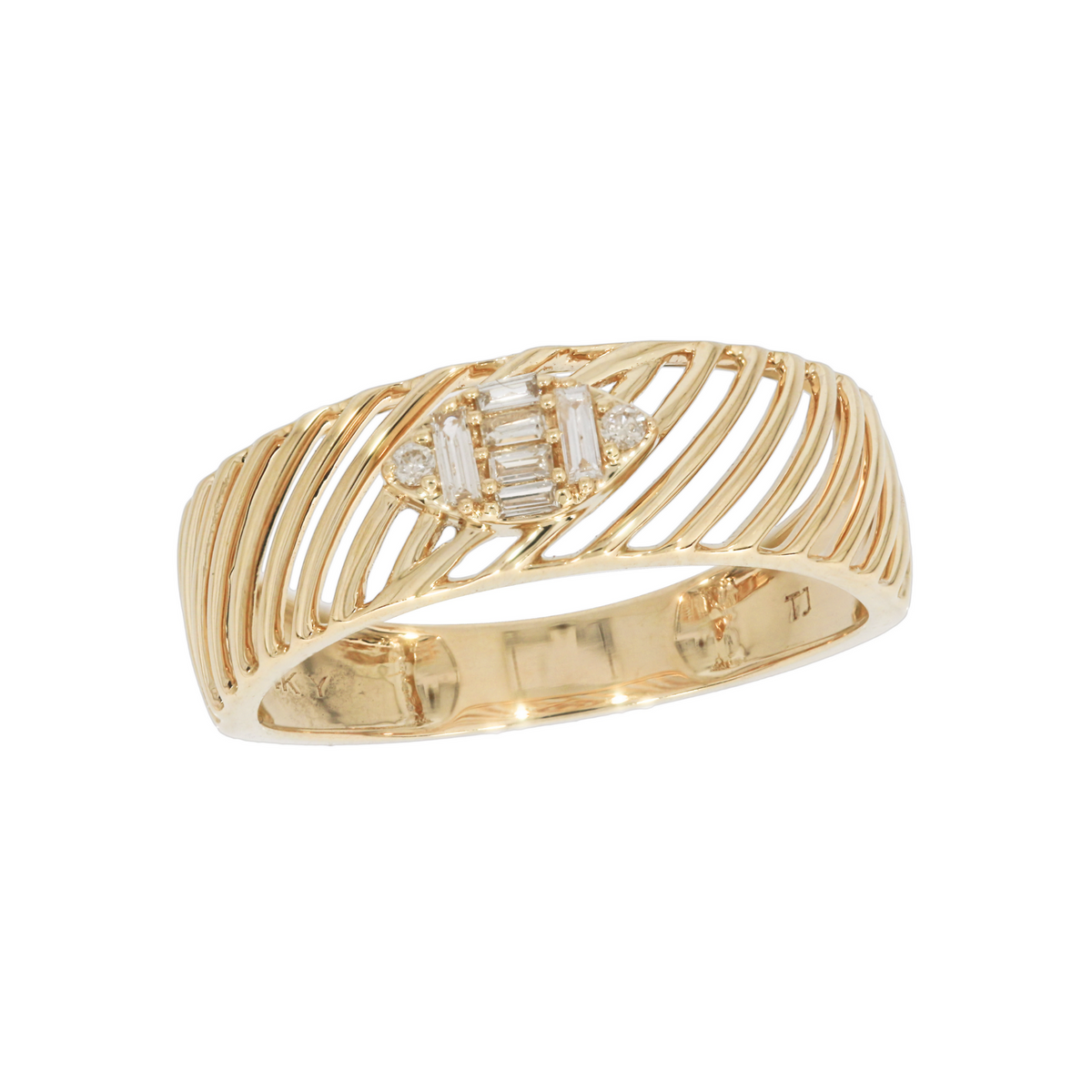 14K Solid Gold Diamond Band Ring.