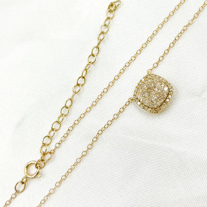 NFF71217. 14K Solid Gold Square Shaped Diamond Necklace