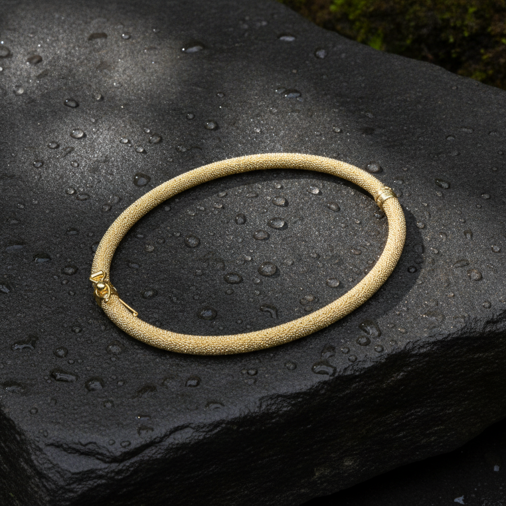 Bangle9. 14K Solid Gold Textured Bangle