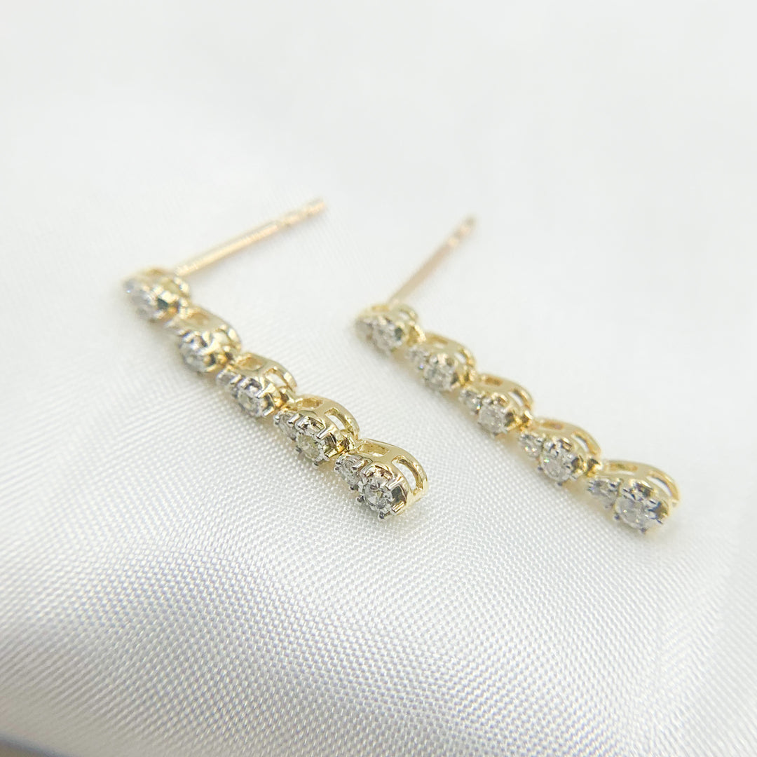 14K Solid Gold and Diamonds Dangle Earrings. ER417507