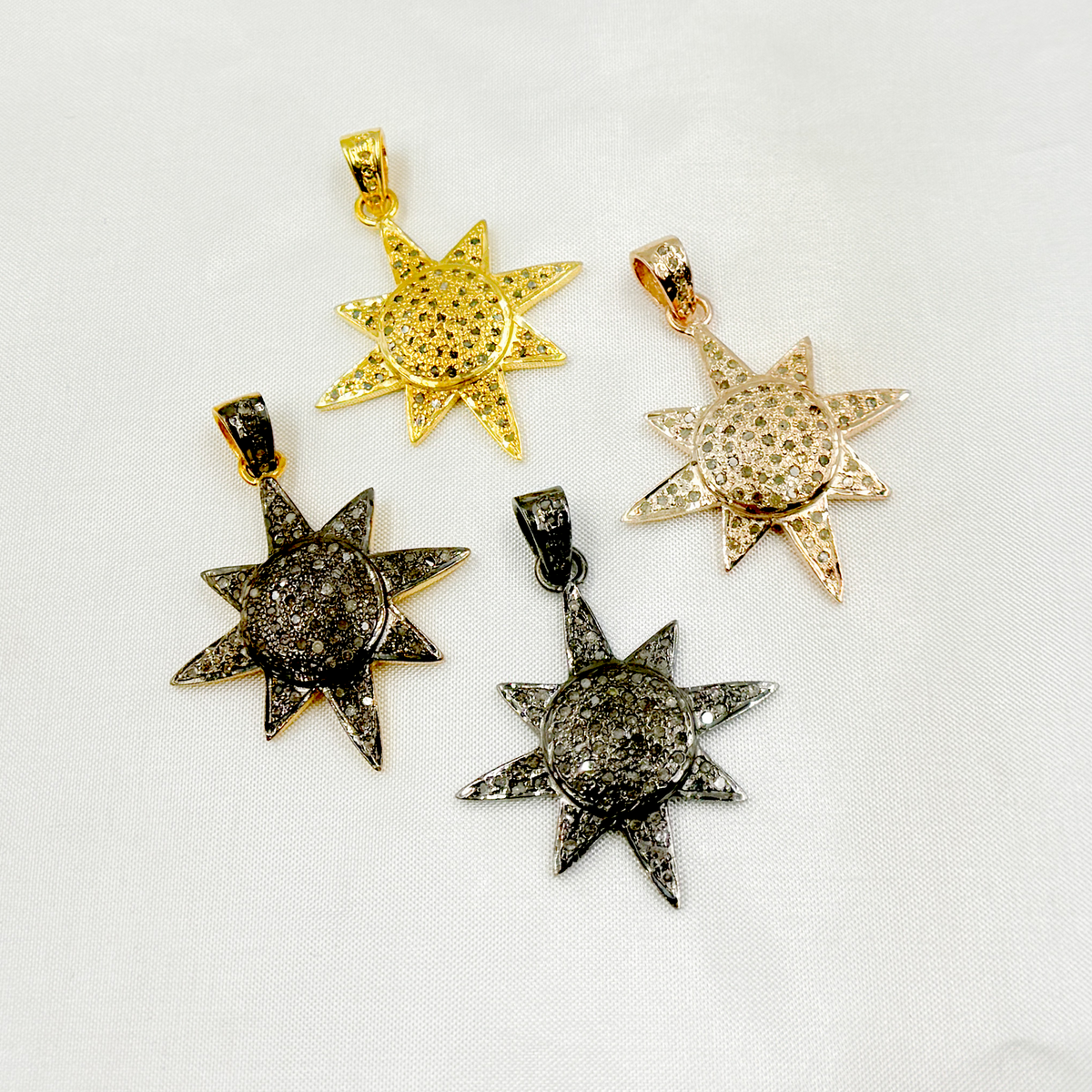 DP367. Diamond Sterling Silver Sun Pendant