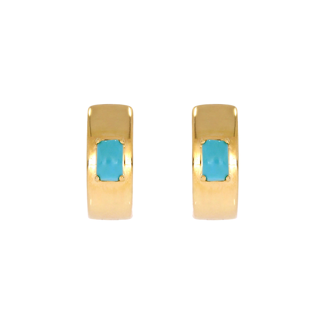 EHZ57585. 14K Solid Gold Gemstone Hoops
