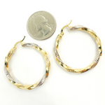 Load image into Gallery viewer, 14K Gold Two Tone Twisted Hoop with Texture. GER126
