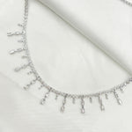 Load image into Gallery viewer, 14K Solid White Gold Diamond Dangle Bars Necklace. NFT71052
