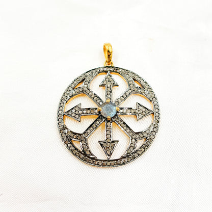 DP015. Diamond Silver Round Fancy Arrow Pendant