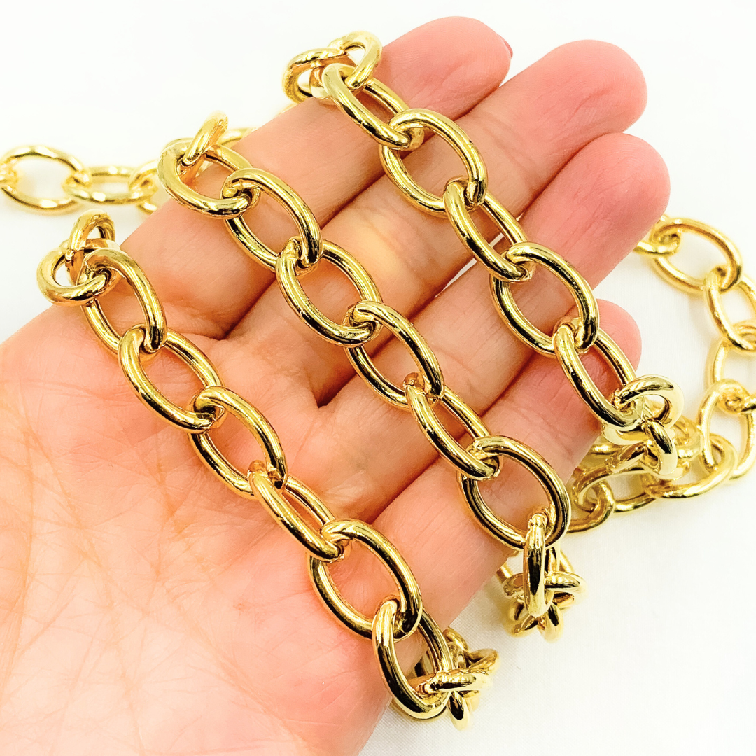 Gold Plated 925 Sterling Silver Smooth Oval Link Chains