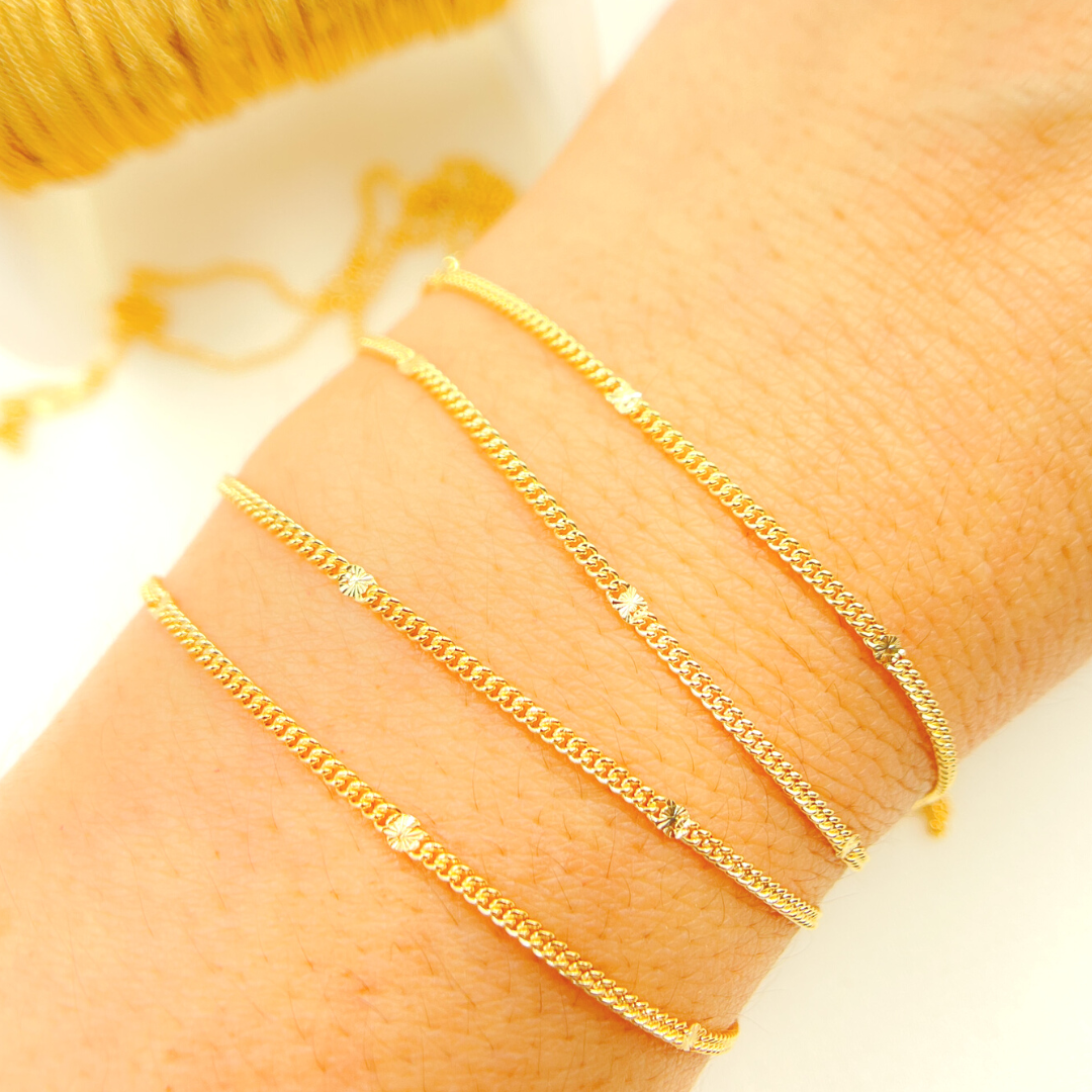 69S1GF. 14k Gold Filled Satellite Curb & Diamond Cut Marina Link Chain