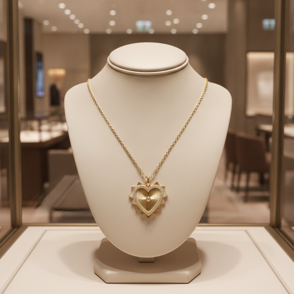 PHD38855. 14K Solid Gold Diamond Heart Shape Necklace