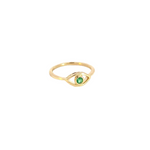 Load image into Gallery viewer, 14k Solid Gold Diamond and Emerald Eye Ring. CR96334EM3
