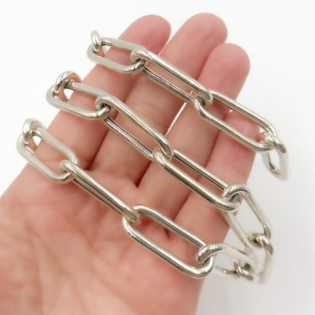 554MTSS. Sterling Silver Smooth Paperclip Chain