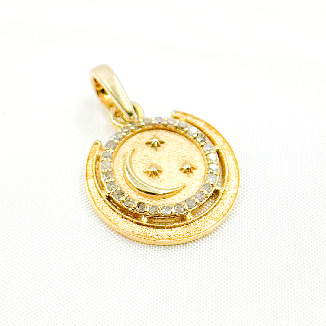 DP1007. Diamond Sterling Silver Moon and Star Pendant