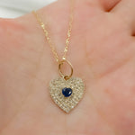 Load image into Gallery viewer, 14k Solid Gold Diamond and Blue Sapphire Heart Charm. GDP586
