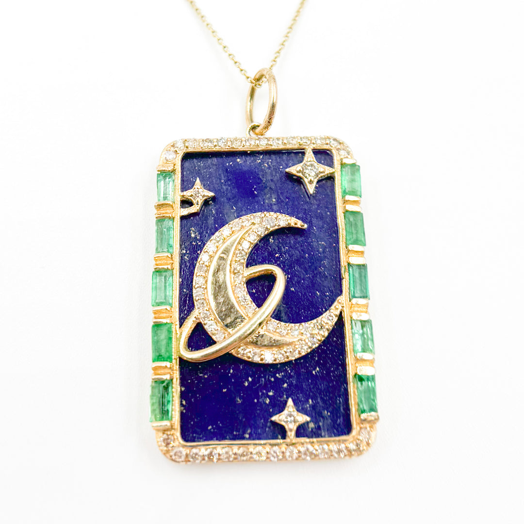 Buy Now 14K Gold Moon Rectangle Pendant