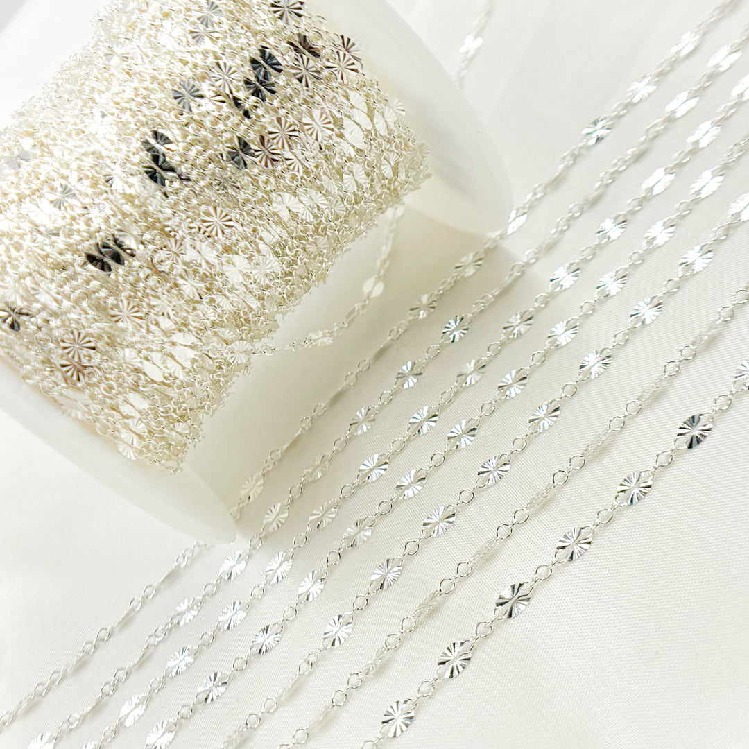163SBSFSS. Sterling Silver Diamond Cut Marina Link Chain