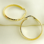 Load image into Gallery viewer, GER64. 14K Gold Diamond Cut Hollow Hoop Earrings