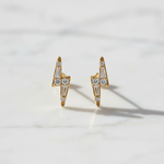 Load image into Gallery viewer, EFB54269. 14K Solid Gold Diamond Ray Studs