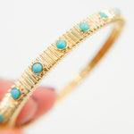 Load image into Gallery viewer, BNZ68428TQ. 14k Solid Gold Gemstone Bangle
