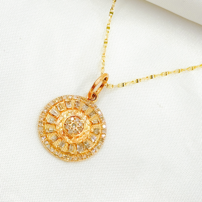 KG242. 14K Solid Gold Diamond Circle Charm