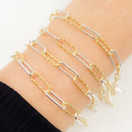 Load image into Gallery viewer, V31GS. Sterling Silver Smooth and Gold Plated Diamond Cut Paperclip
