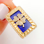 Load image into Gallery viewer, Shop Now 14K Gold Rectangle Clover Pendant