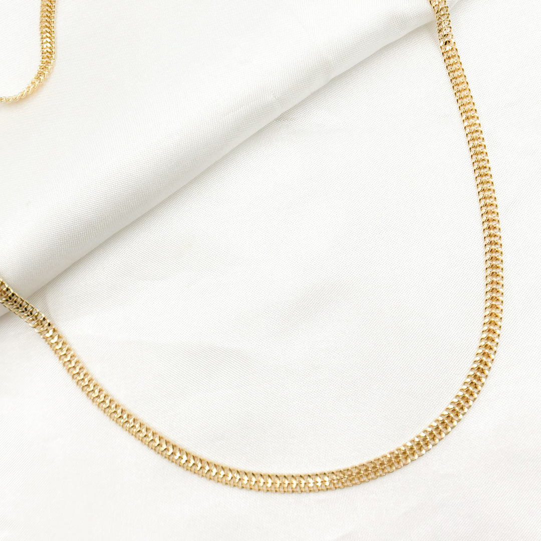 HARWA1L136. 14K Solid Gold Flat Curb Chain