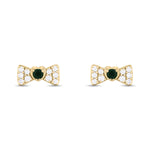 Load image into Gallery viewer, ER421151. 14K Solid Gold Diamond and Gemstone Coquette Bow Studs
