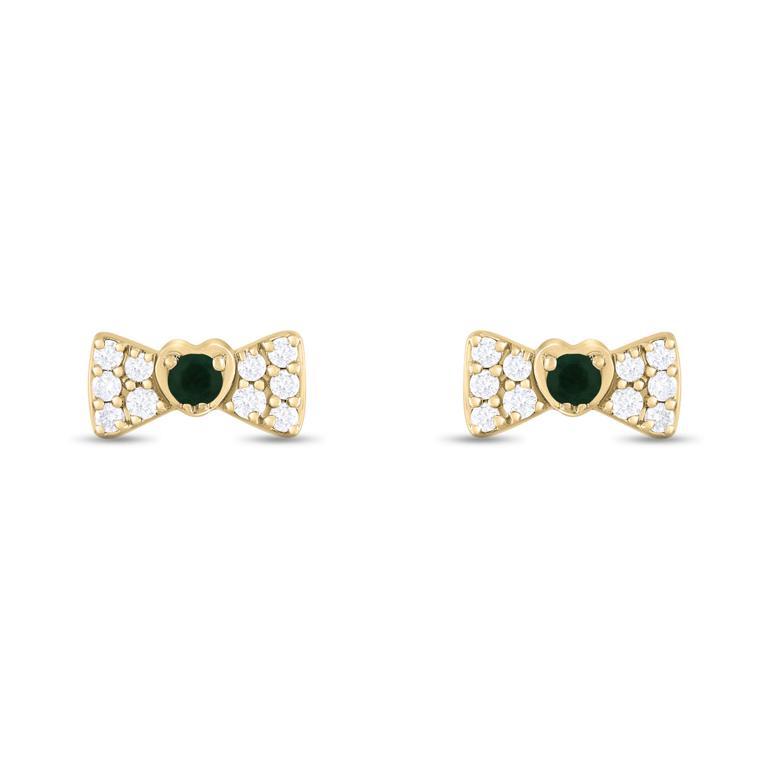 ER421151. 14K Solid Gold Diamond and Gemstone Coquette Bow Studs