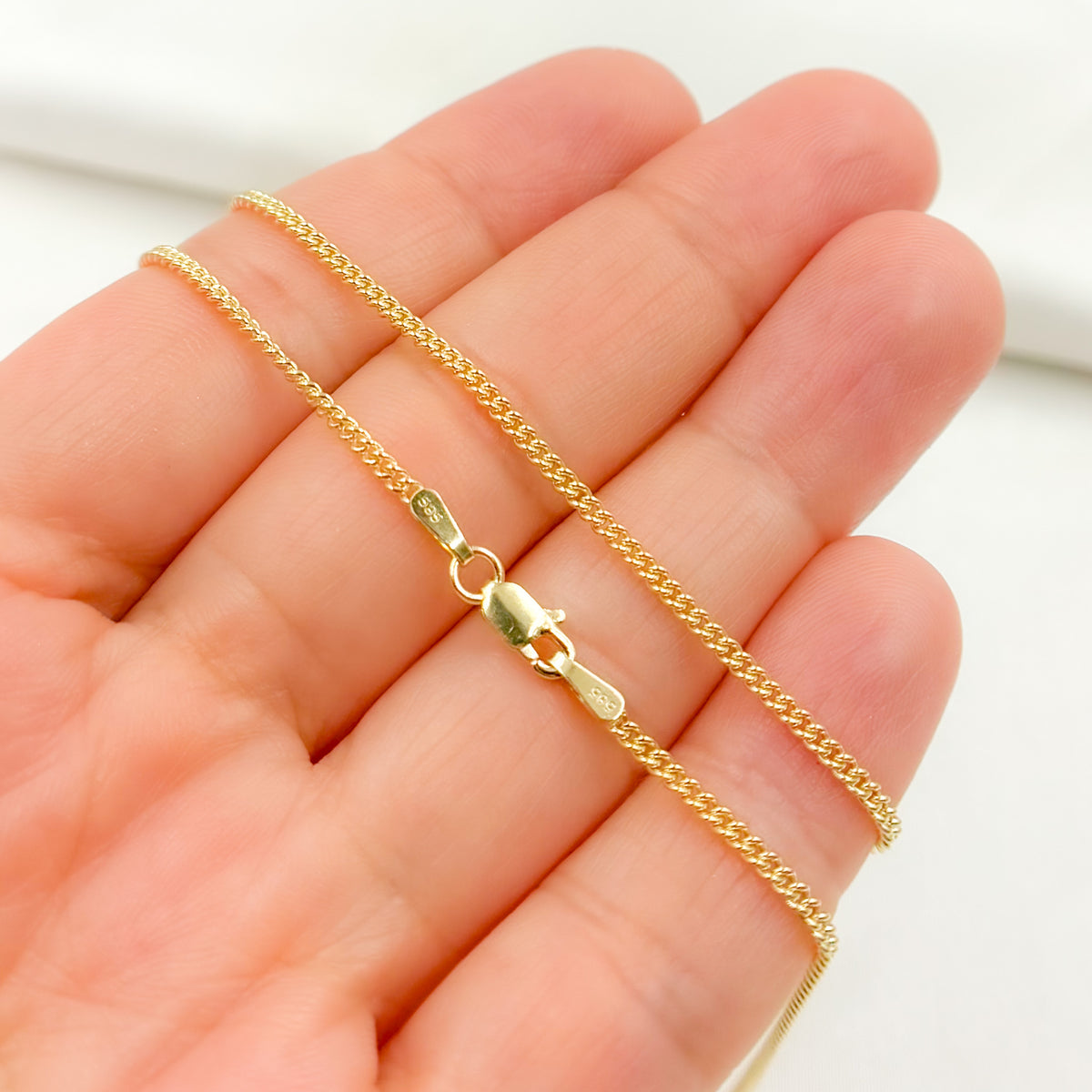 14K Solid Gold Smooth Curb Link Chain