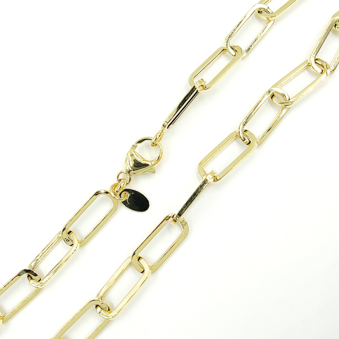 14K Solid Gold Flat Paperclip Necklace. 14K37